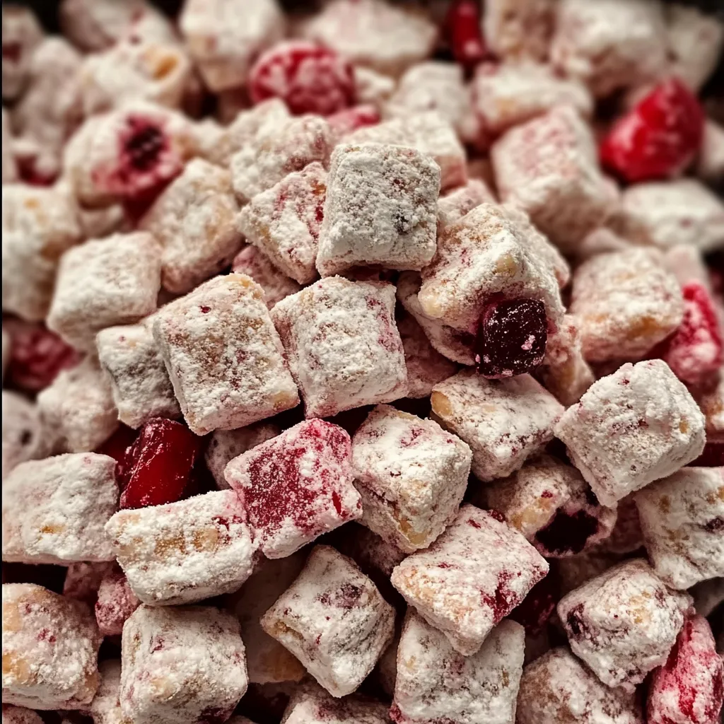 Cherry Cheesecake Puppy Chow with White Chocolate and Graham Cracker Crumbles - secondary view